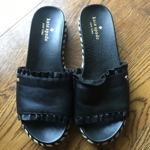 Kate Spade Zahara black espadrille slides size 6.5 - Picture 8 of 11